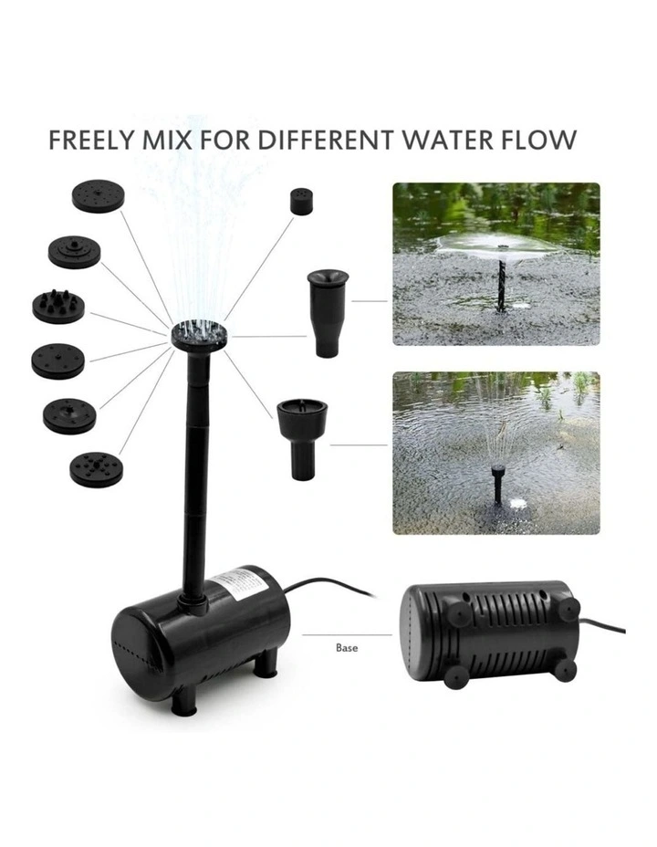 Solar Powered Water Fountain 17V With 3 Flow Modes 36x34cm in Multi