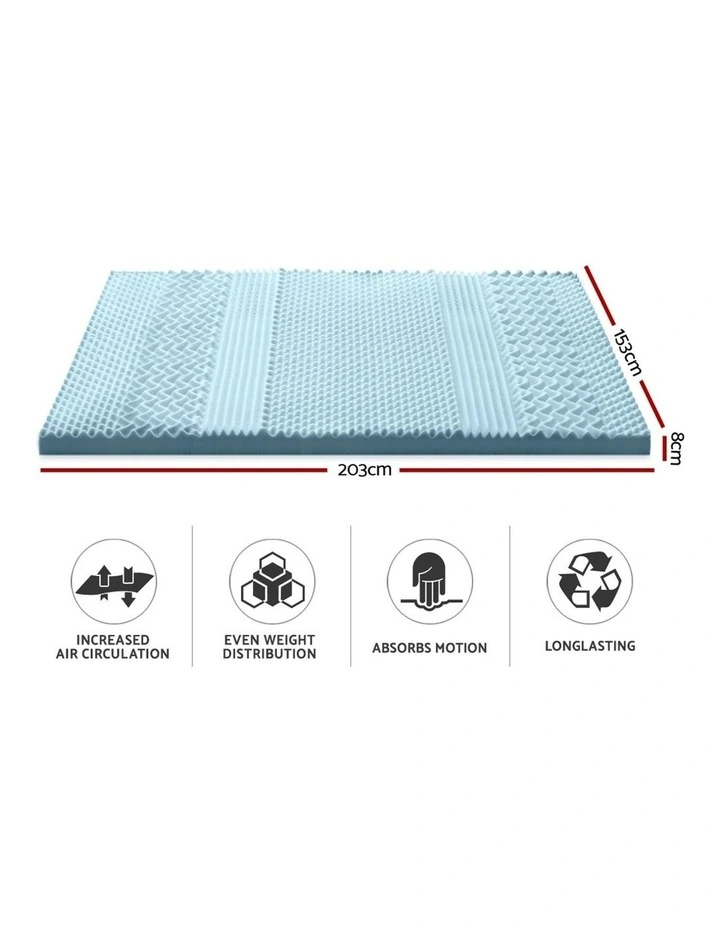 COOL GEL Memory Foam Mattress Topper BAMBOO 8CM 7-Zone Queen
