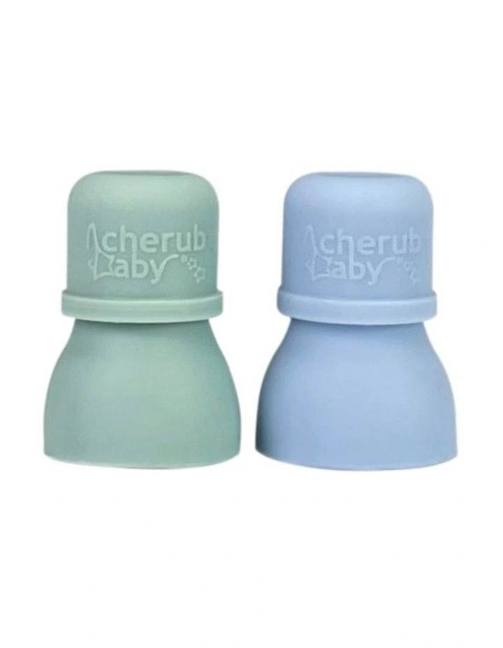 Silicone Food Pouch Soft Spouts 2 Pack in Cerulean/Sage