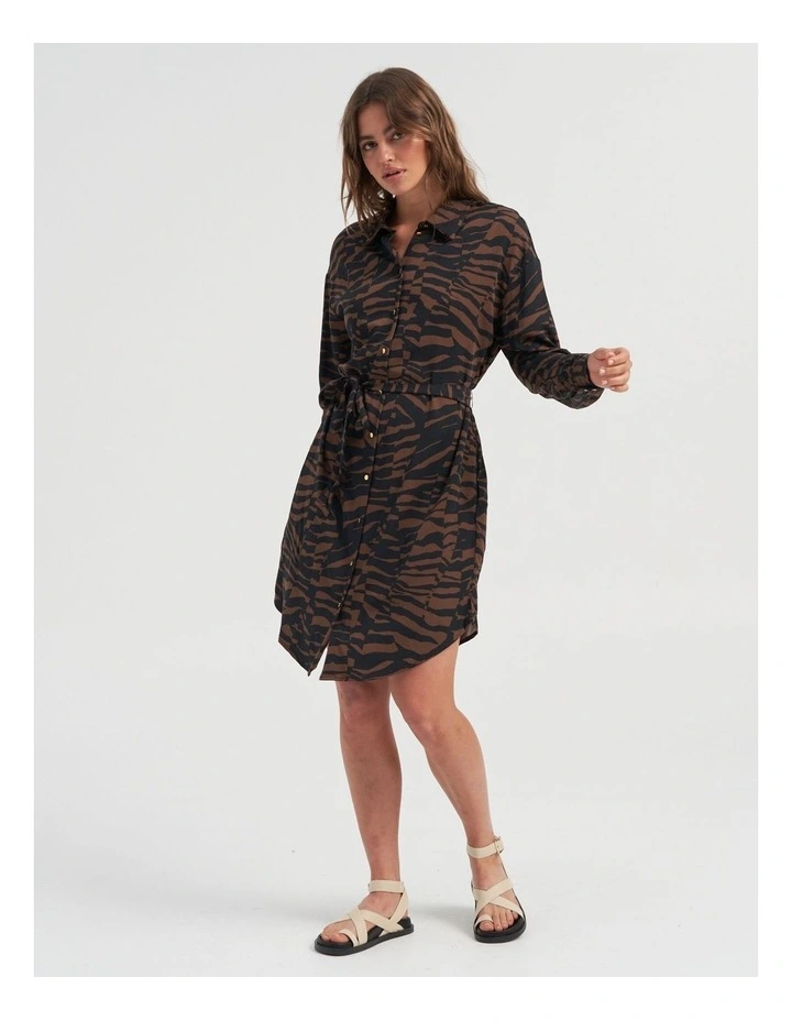 Bree Long Sleeve Printed Shirt in Chestnut