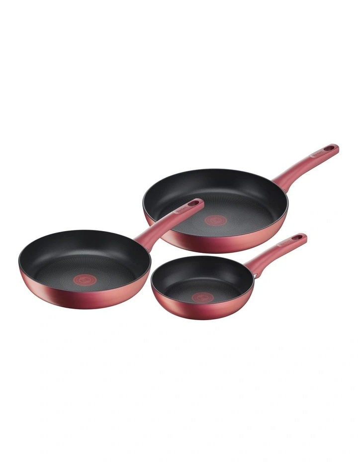 Perfect Cook Non-Stick Induction Frypan 3 Piece Set in Red