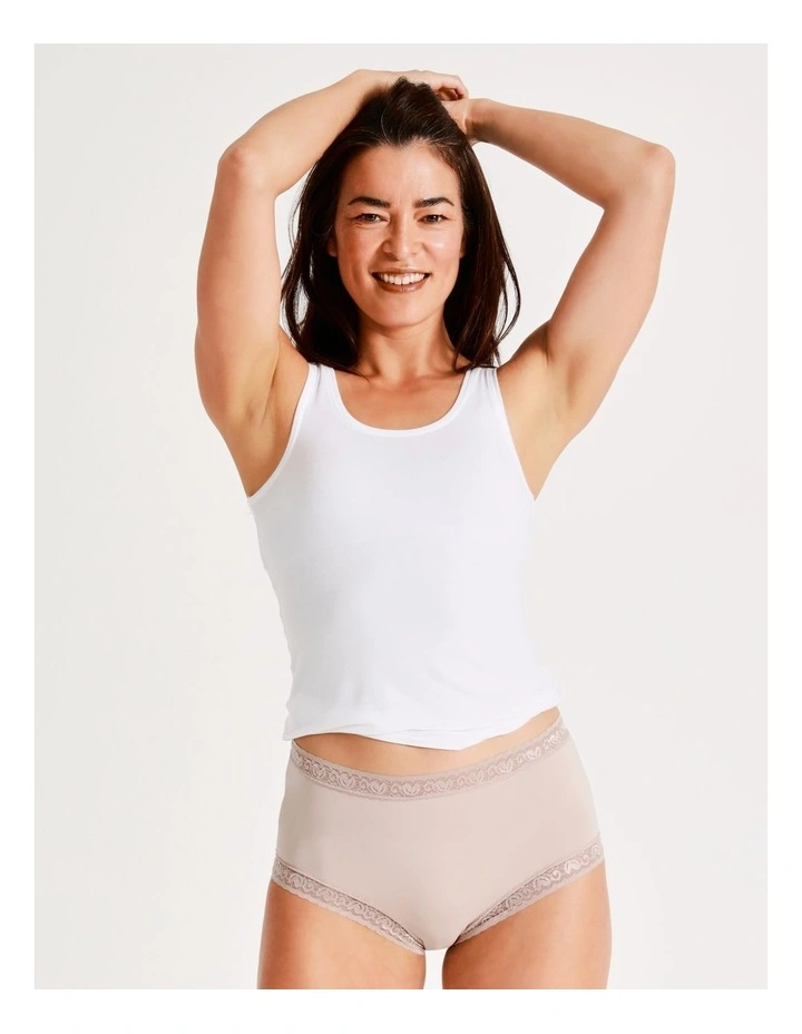 Smooth Lace Full Brief in Beige