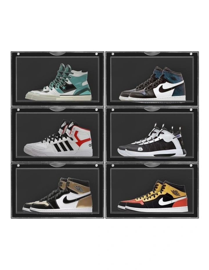 Kicks Side Display Stackable Shoe Storage Box 36x28x22cm in Black