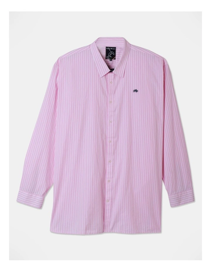 Long Sleeve Poplin Stripe Shirt in Pink