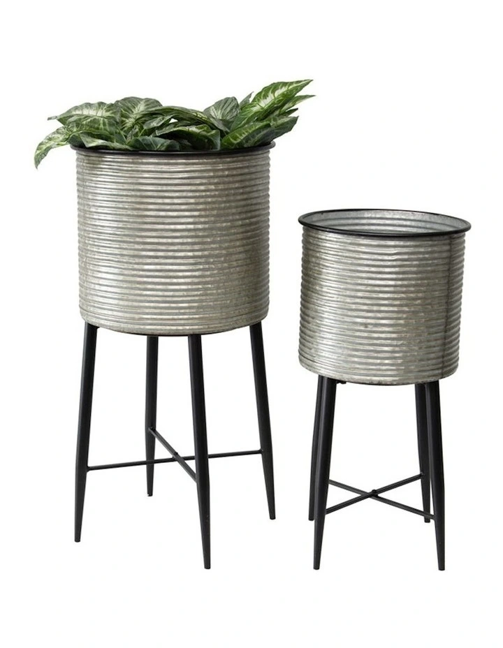 Industro-Chic Stilted Planter Stands Set of 2 in Rust