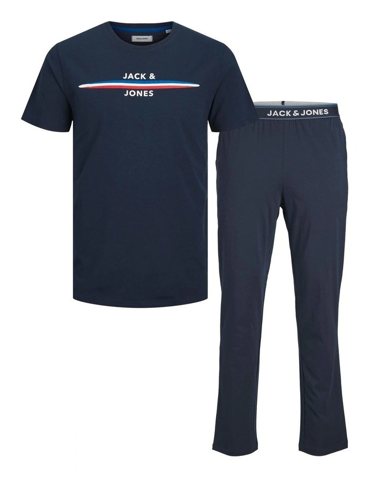Kyle Tee & Pant Lounge Set Gift box in Navy Blazer
