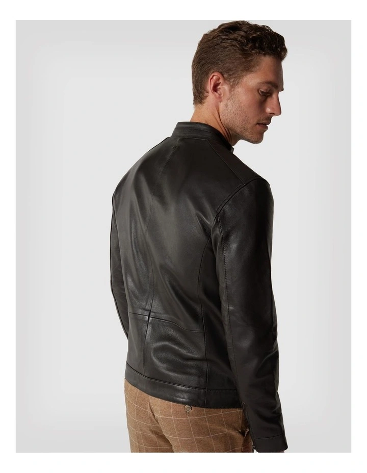 Clean Biker Jacket in Brown