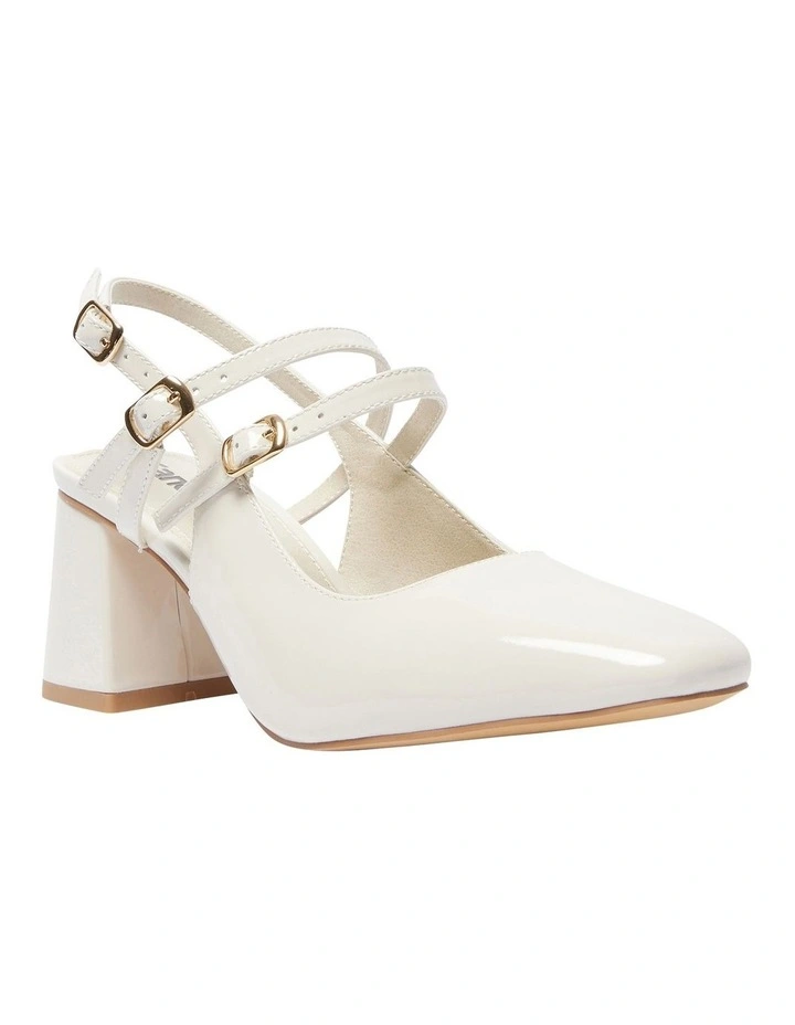 Nexus Heeled Shoes in Bone Patent