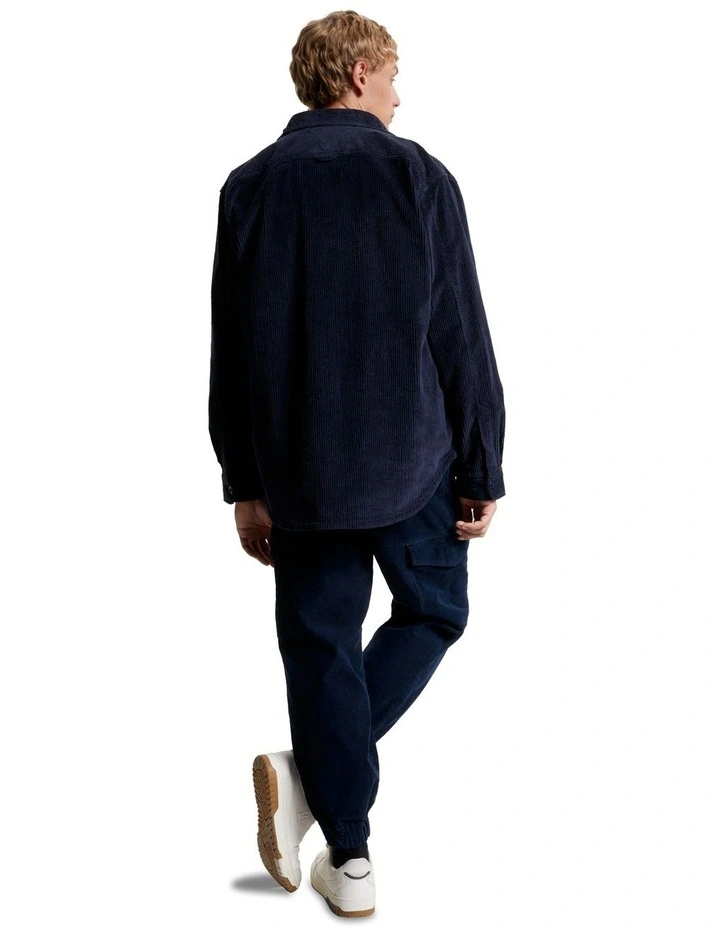Corduroy Solid Overshirt in Navy