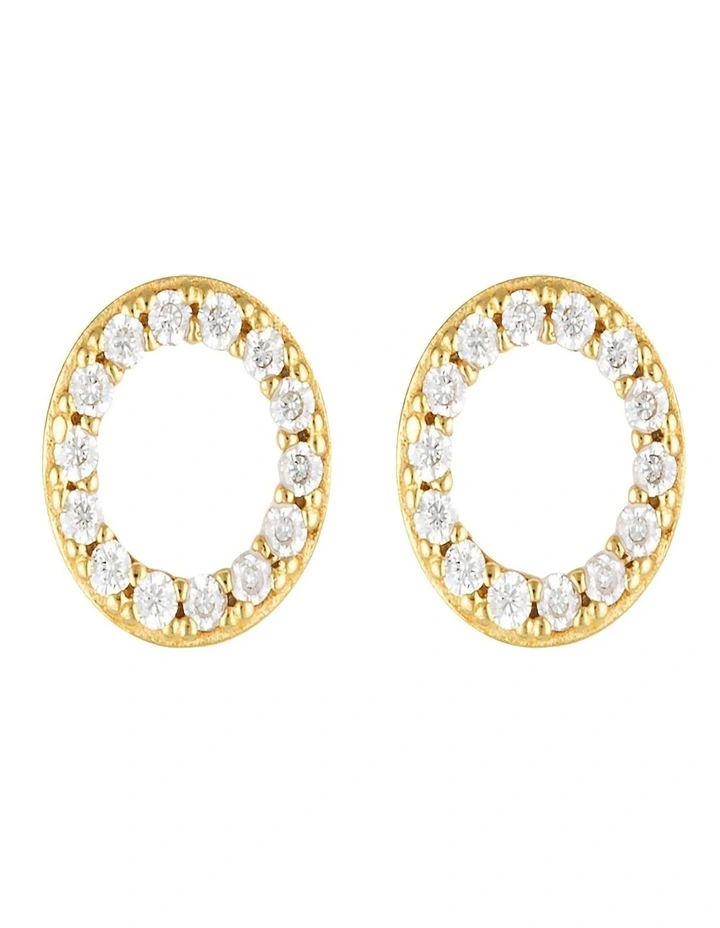 Reflection Enamel Stud Earrings in Yellow Gold/White