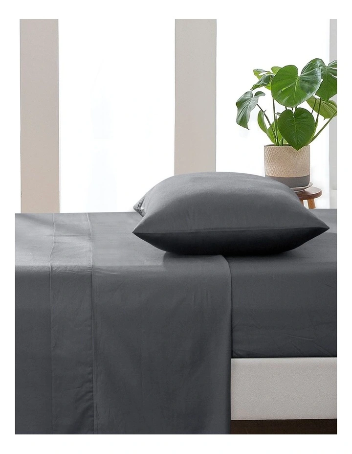 500TC Cotton Sateen Flat Sheet in Charcoal
