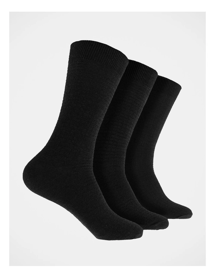 Men's Organic Bamboo Textured Socks 3 Pack in black