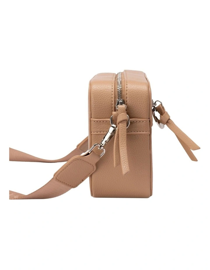 Cindi Box Crossbody Bag Fabric Strap in Taupe