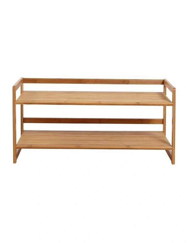 Natural Bamboo Shoe Rack 2-Tier 70x33x33cm in Light Brown