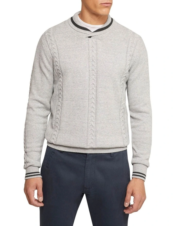 Milo Collared Knit Pullover in Grey
