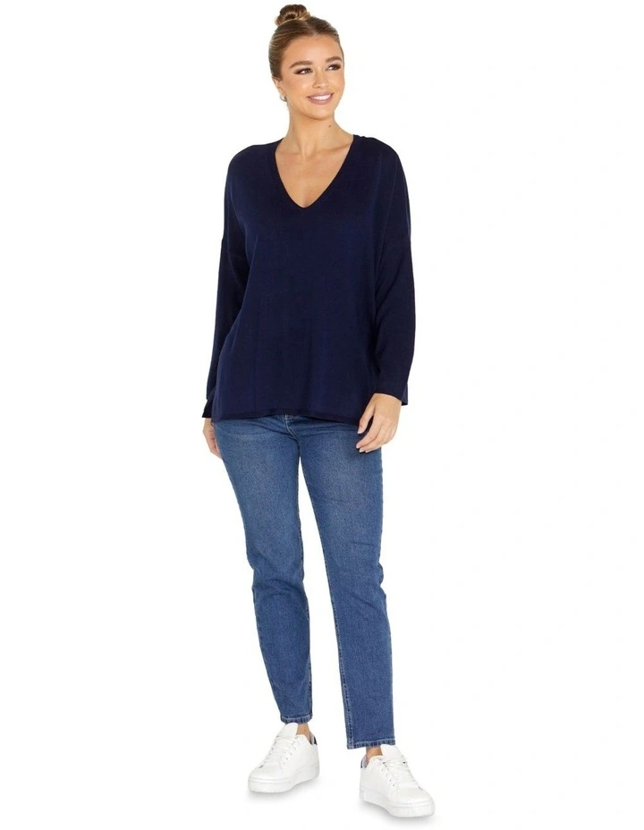 Angelina Reversible Knit Top in Navy
