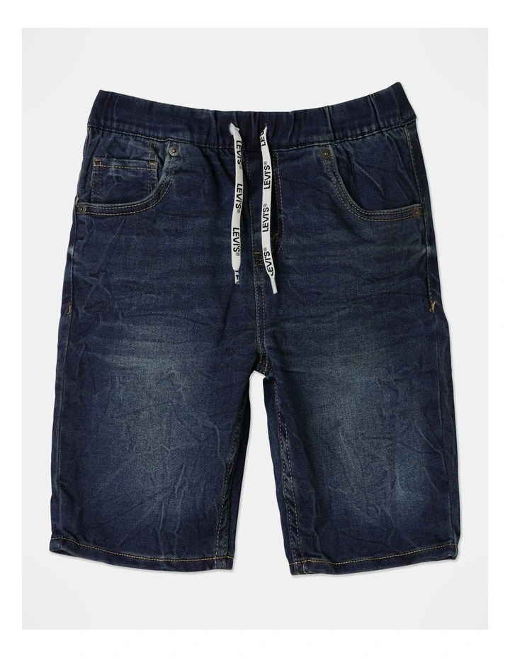 Boys Skinny Fit Dobby Shorts In Indigo