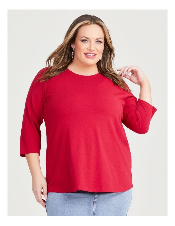 Australian Cotton 3/4 Tee in Persian Red