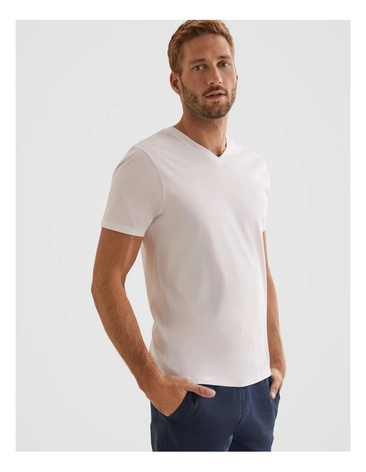 Pima Cotton V-neck T-shirt in White