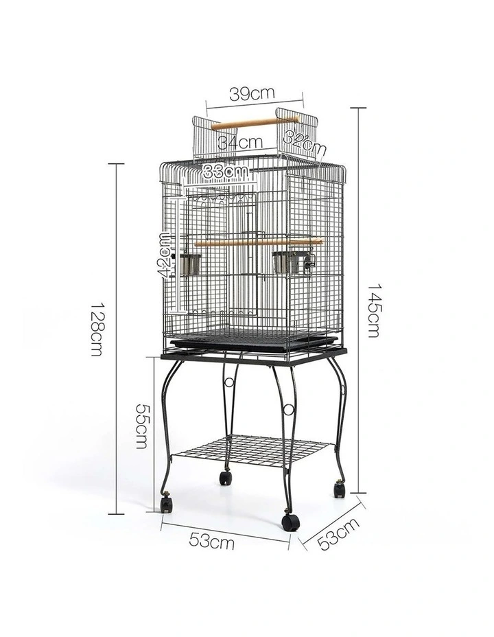 Large Bird Cage with Perch Black