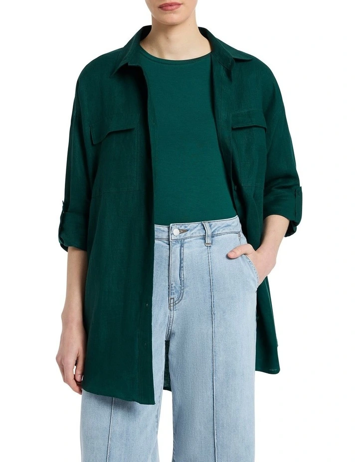 Tess Linen Tunic in Teal Green