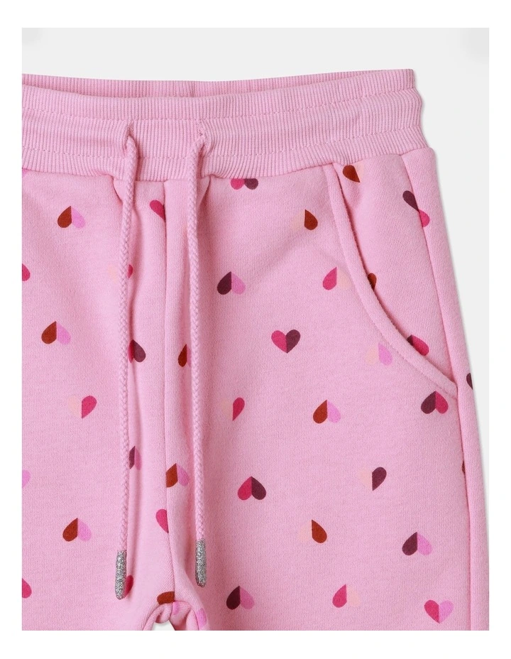 Essential Multi Heart Trackpant in Pink