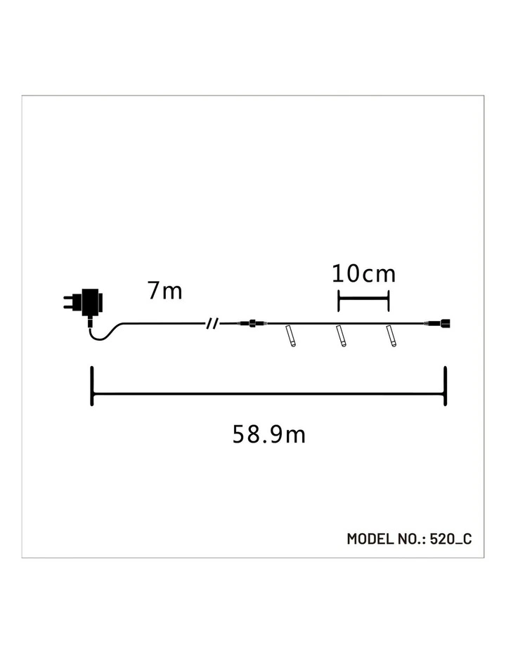 520 LED Connectable Fairy Light Chain Clear Cable in Multi