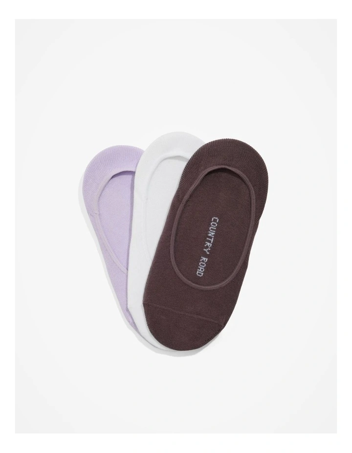 No-show Sock Pack Of 3 in Truffle