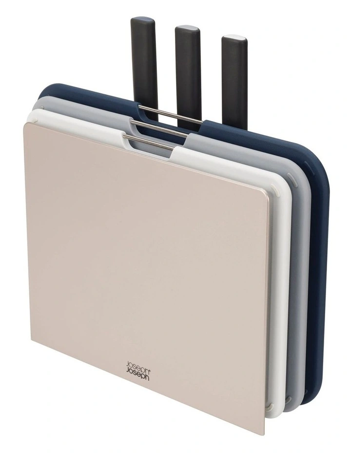Nest Boards Plus Knife and Chopping Board Set 6 Piece in Silver