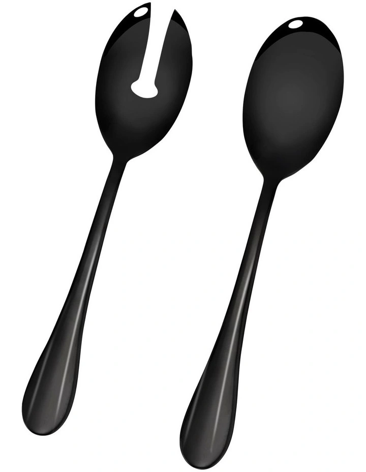 Albany Onyx Salad Fork & Spoon 2 Piece Set in Black