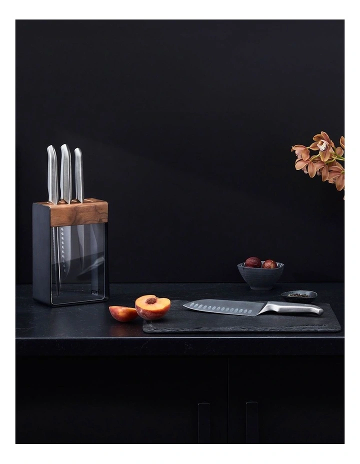 Pro Limited Edition Knife Block Set 5 Piece in Natural/Stainless Steel