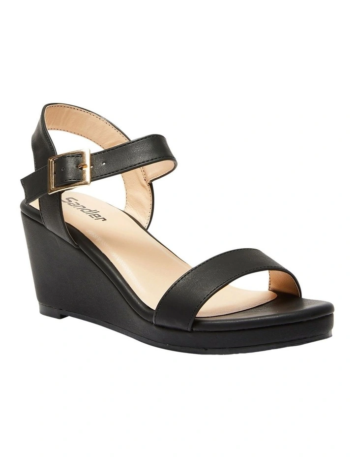 Abbey Sandals in Black Smooth