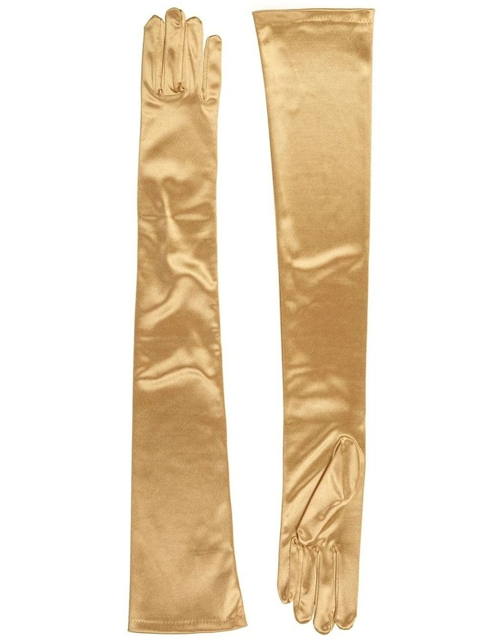 Satin Finish Opera Gloves in Gold