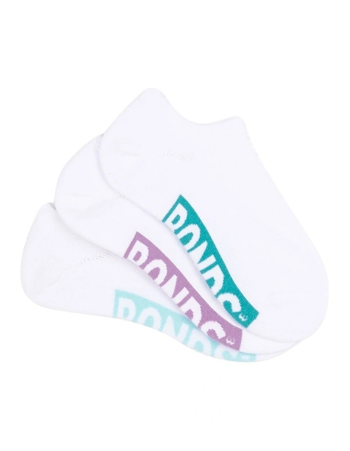 Womens Logo Cushioned No Show Socks 3 Pack in White