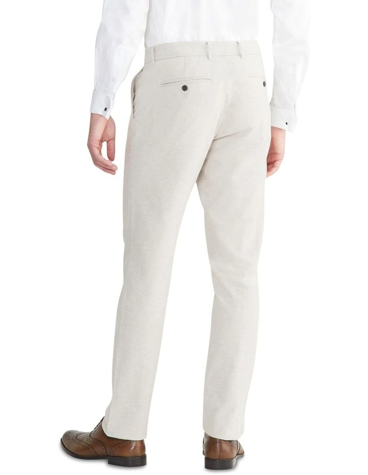 Slim Linen Blend Cas Pant in Ecru