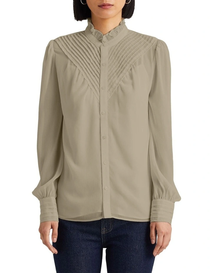 Crinkle Georgette Blouse in Green