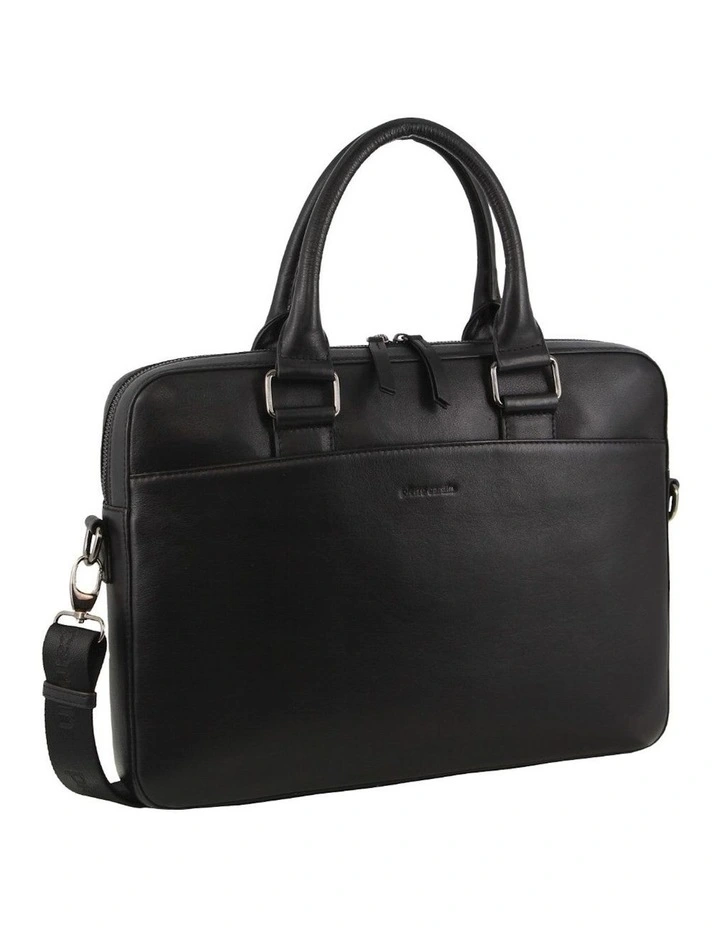 Leather Business Satchel Bag in Black