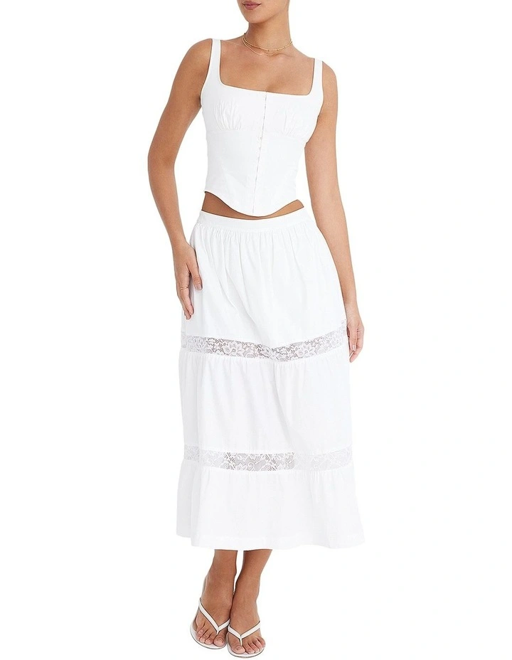 Panelled Midi Skirt in White