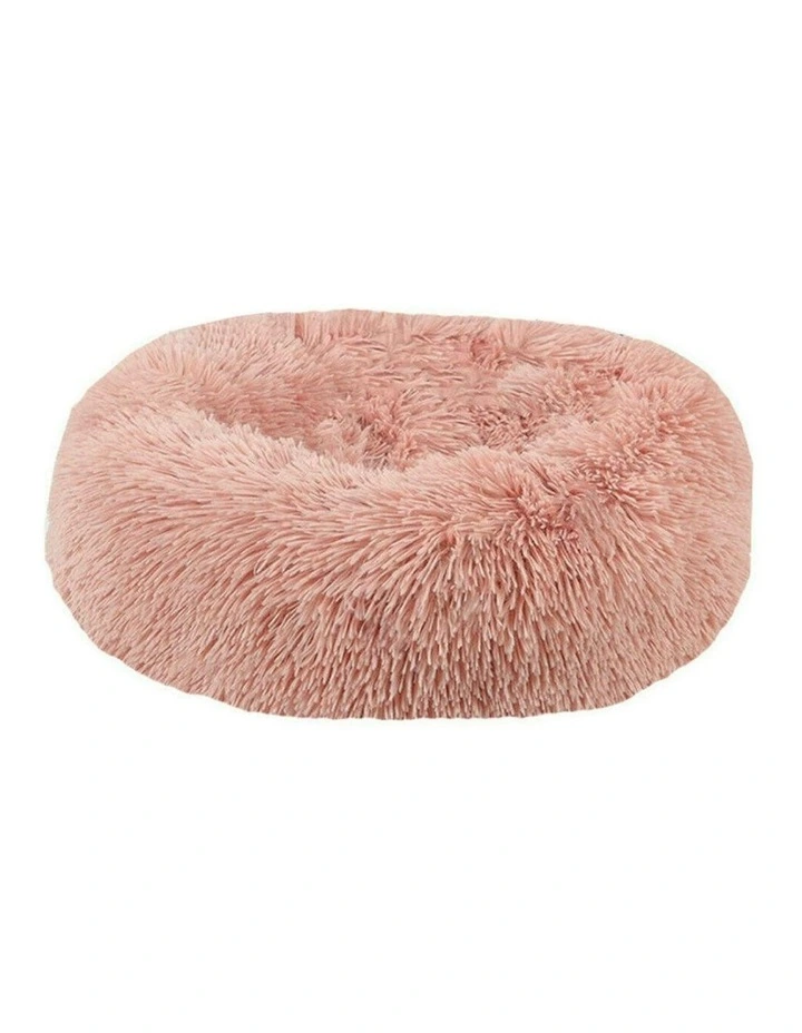 Nest Plush Donut Faux Fur Calming Pet L in Salmon Pink