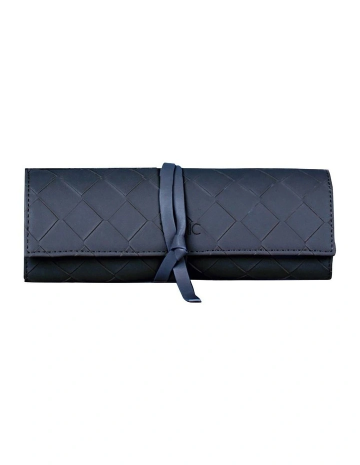 Woven Makeup Brush Roll in Navy