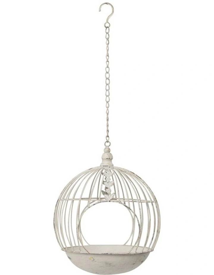 Round Hanging Garden Ornament Birdfeeder in White