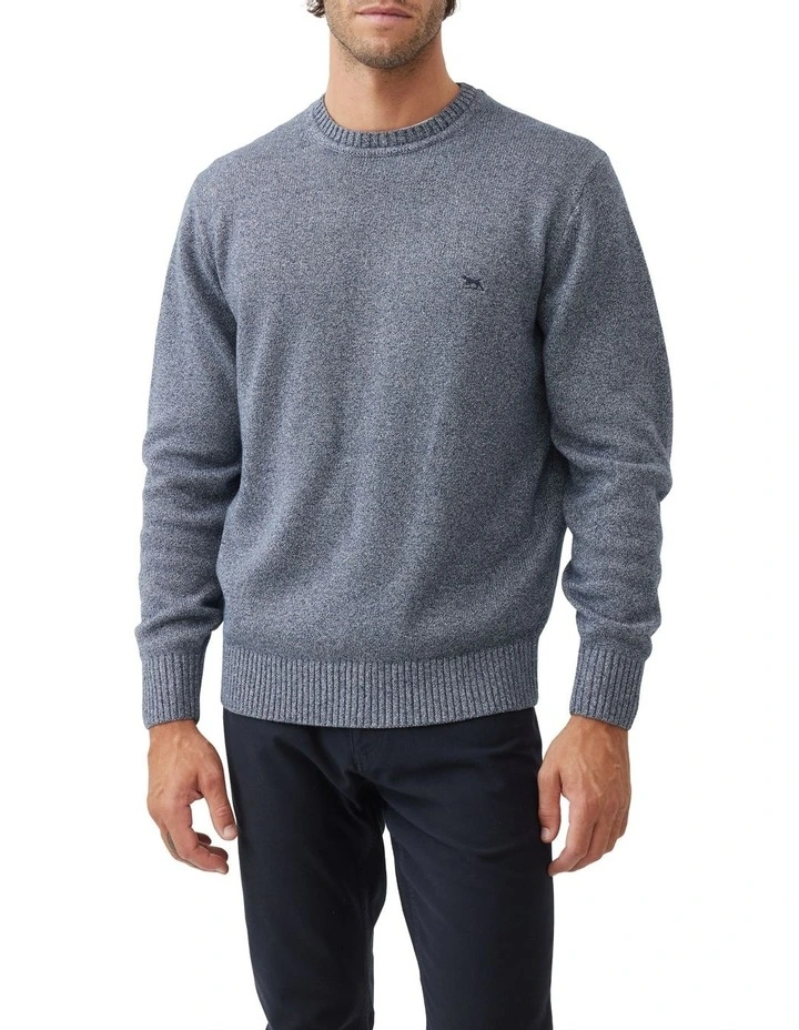 Crew Neck Knit Sweater in Indigo