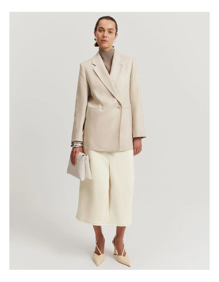Twill Blazer in Biscuit