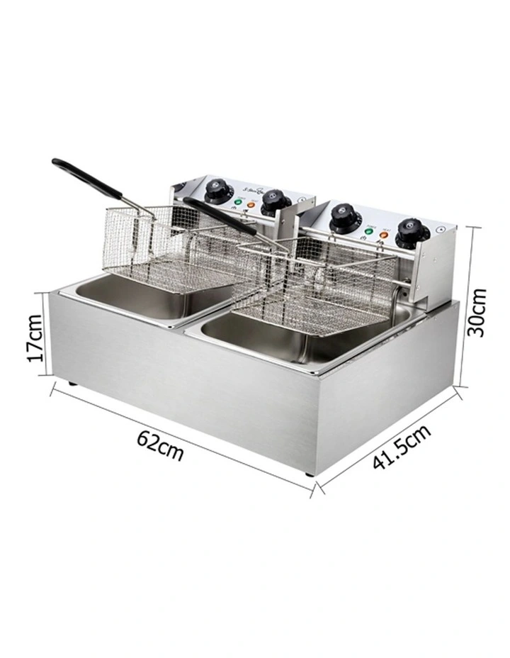 20L Electric Commercial Deep Fryer Double Baskets 4400W