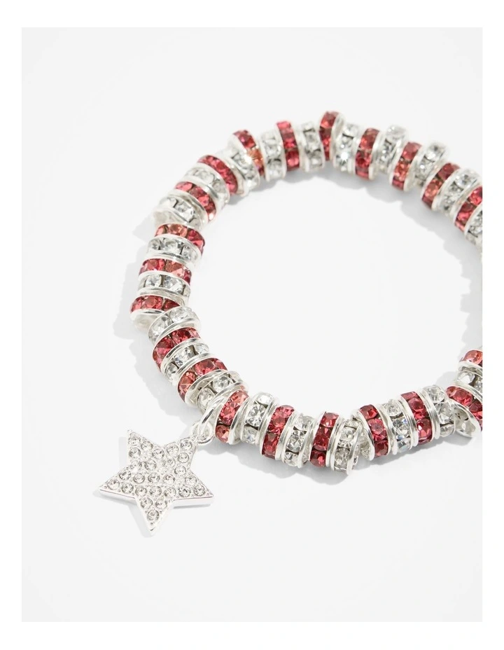 Crystal Charm Bracelet in Mineral Pink