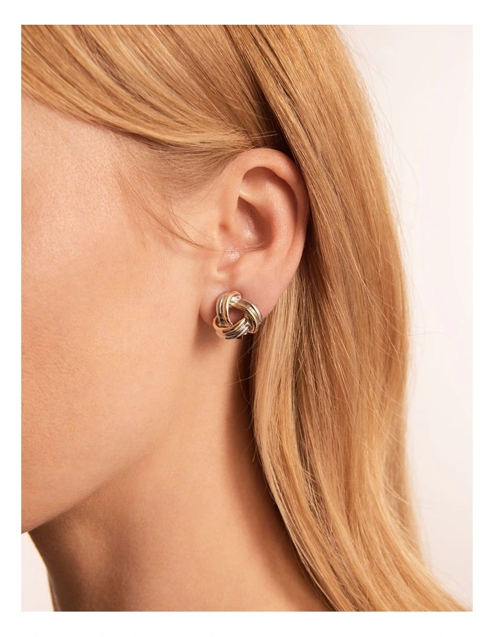 Knotted Clip On Earrings in Two Tone