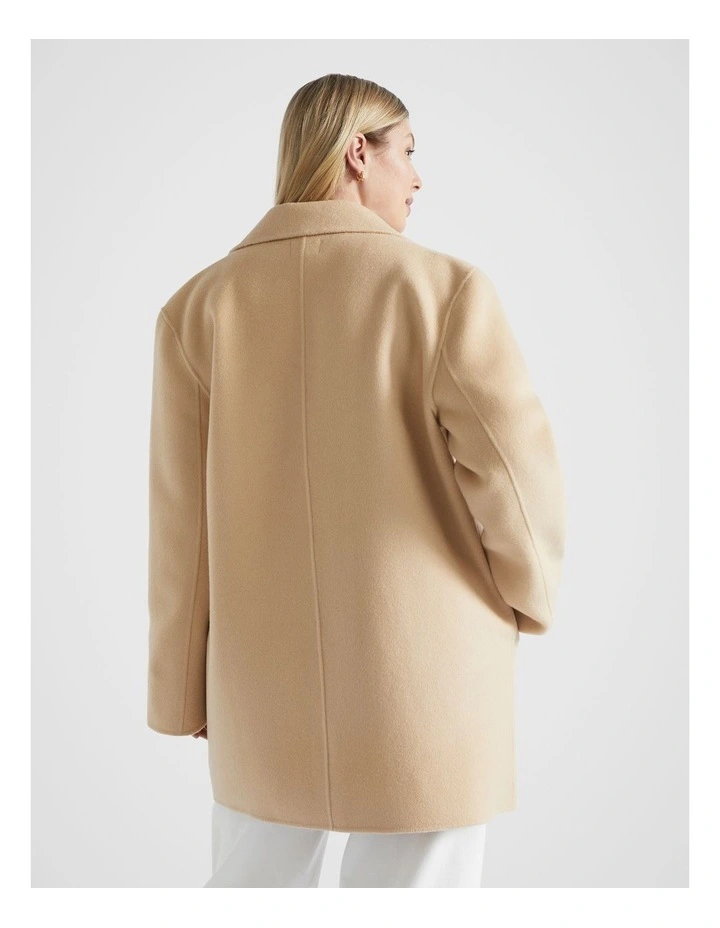 Wool Pea Coat in Champagne Beige