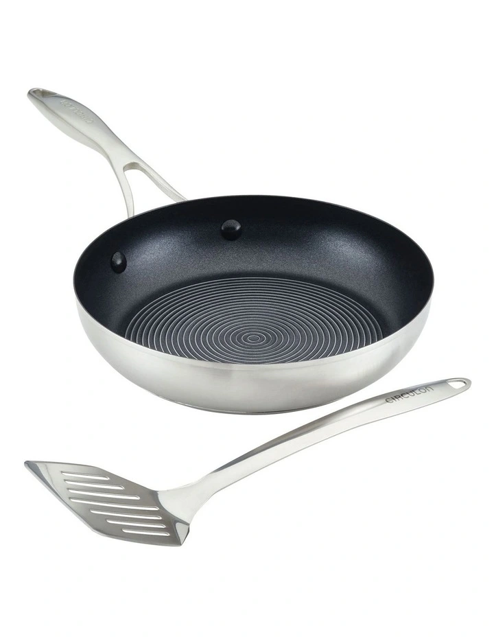 S-Series Nonstick Stainless Steel Induction Frypan 24cm With Slotted Spatula