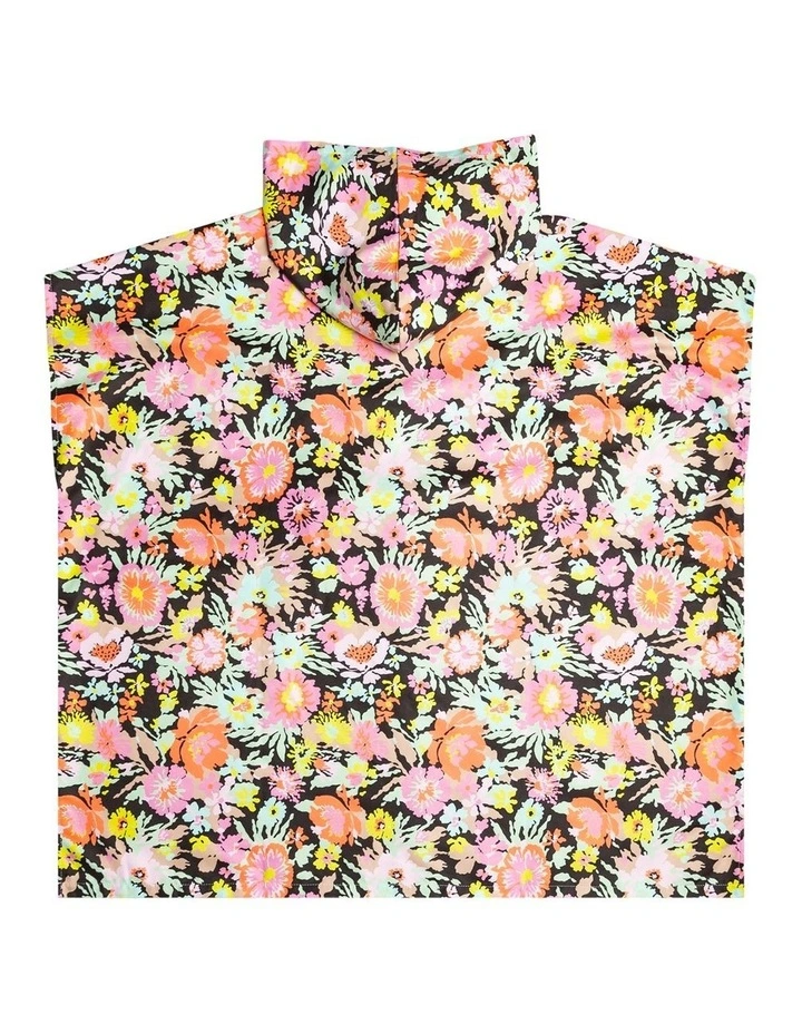 Confetti Beach Poncho Towel in Anthracite Floral Escape