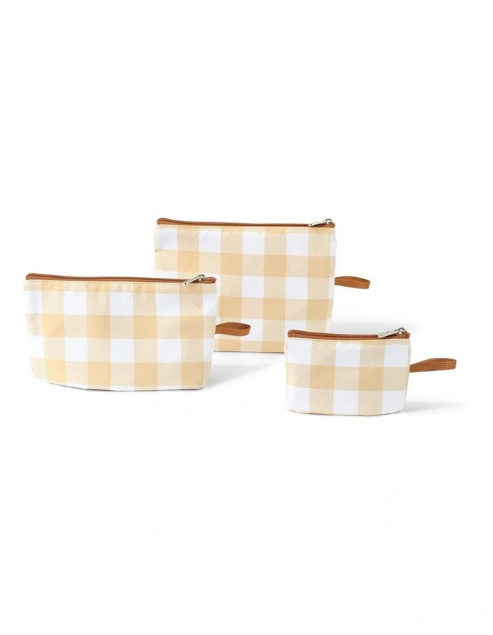 Packing Pouch Trio in Beige Gingham